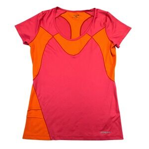 Patagonia Women's Athletic T-Shirt Pink Orange Mesh Performance Size S
